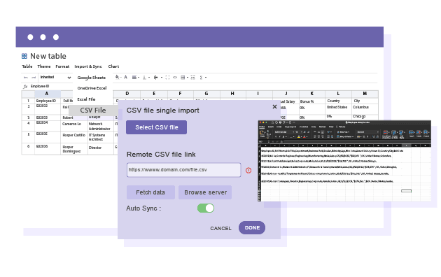 Import and edit the CSV table content from WordPress
