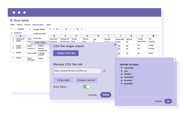 Synchronize table data with a WordPress CSV table