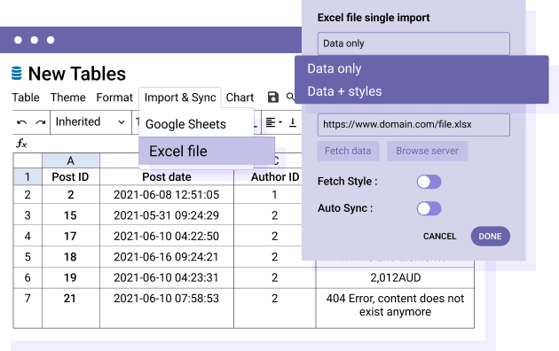 Import Excel content in WordPress as table