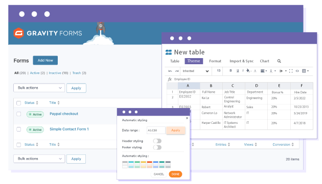 Gravity Forms HTML data table for a unique and flexible table design
