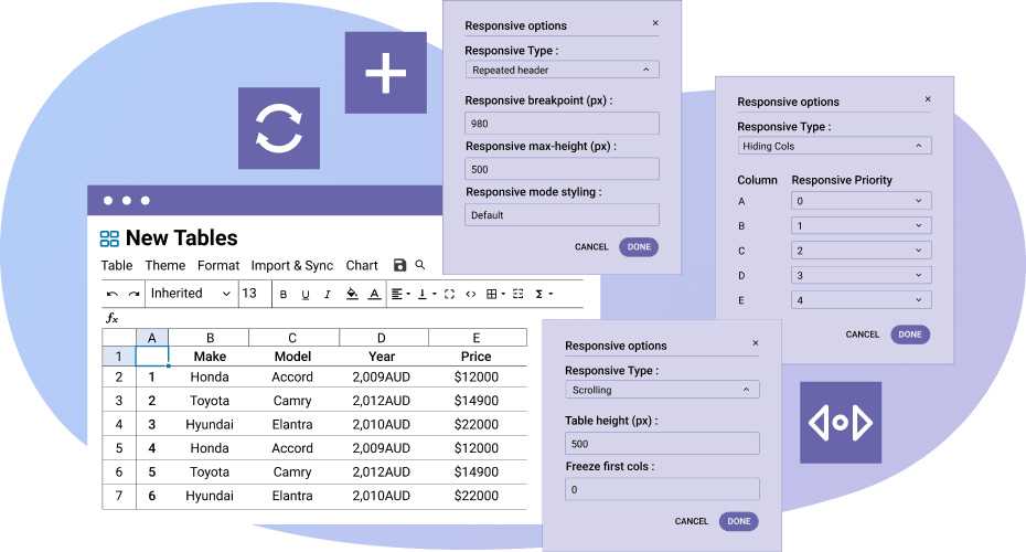 WordPress responsive table