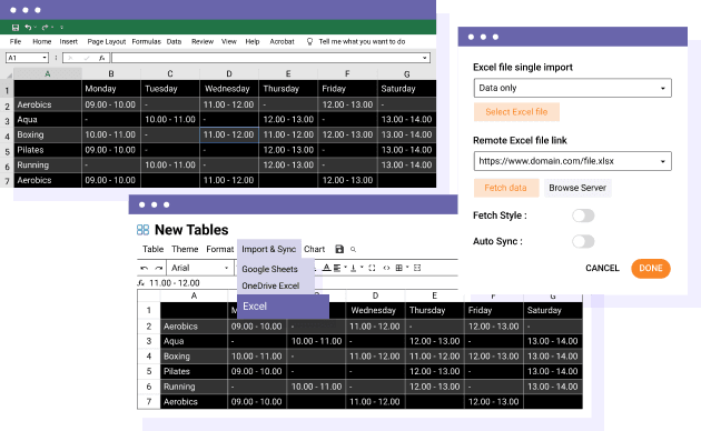 Synchronization WordPress Excel and Office365