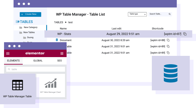 Add a table from database in Elementor