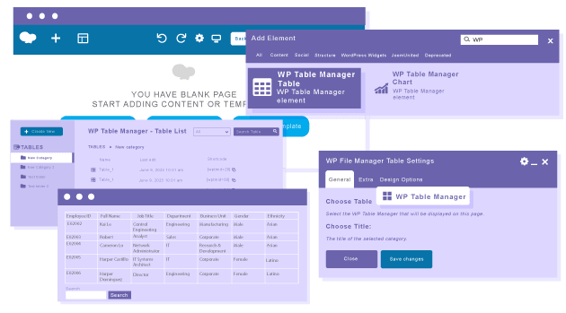 Load and manage HTML tables in WPBakery