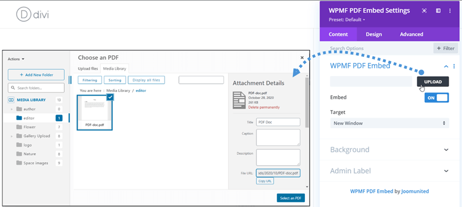 select-file-wpmf-pdf-divi