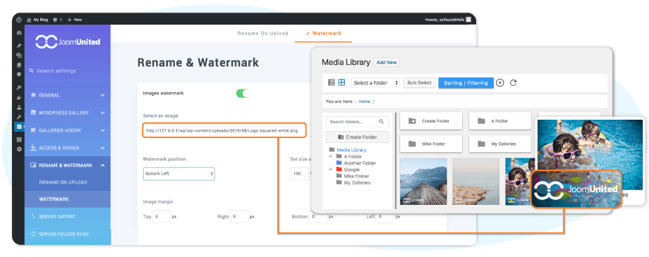 Apply watermark on WordPress images per folder