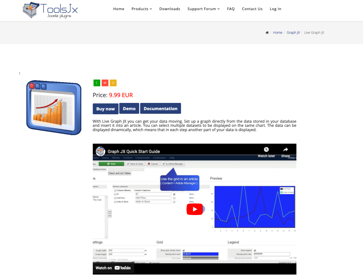 Live Graph JX Joomla Data Report Extension
