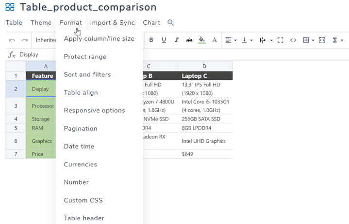 Tab Format How to Build a Product Comparison Page on WordPress
