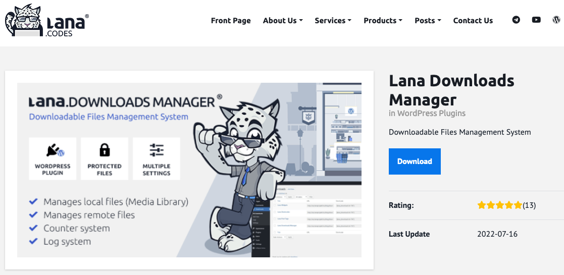 Lana Downloads Manager Plugin