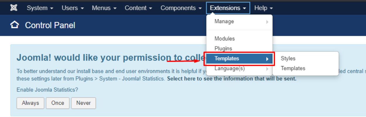 Check the Active Templates in Joomla