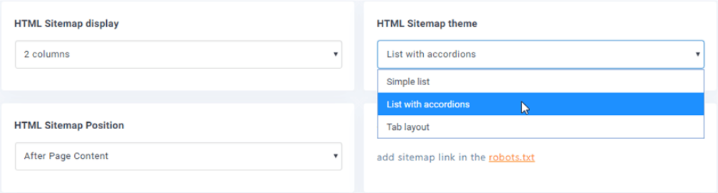 List with Accordions WP Meta SEO Sitemap Setting