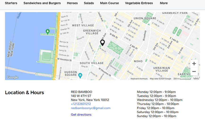 Location Information - How to Build a Restaurant Website in WordPress