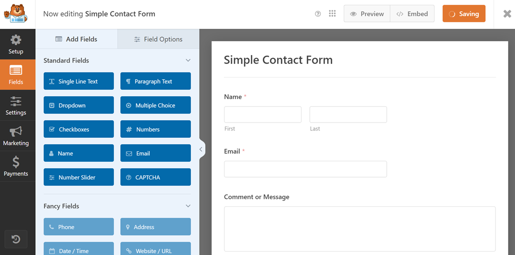 Create Contact Form - How to Build a Restaurant Website in WordPress