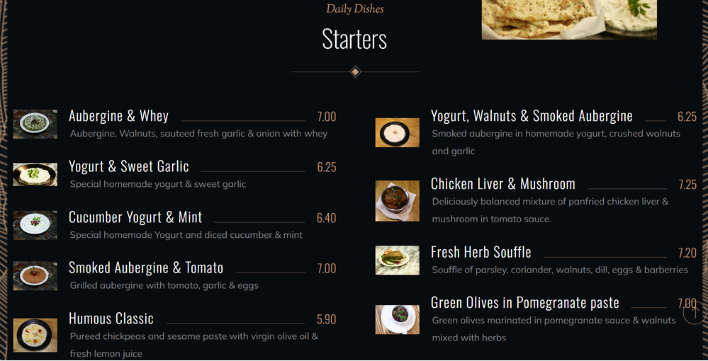 Menu Page - How to Build a Restaurant Website in WordPress