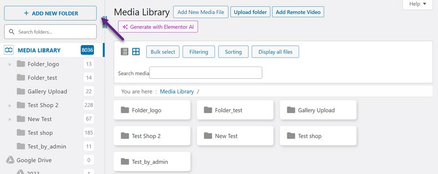 Add New Folder - How to Create Folders in WordPress Media Library