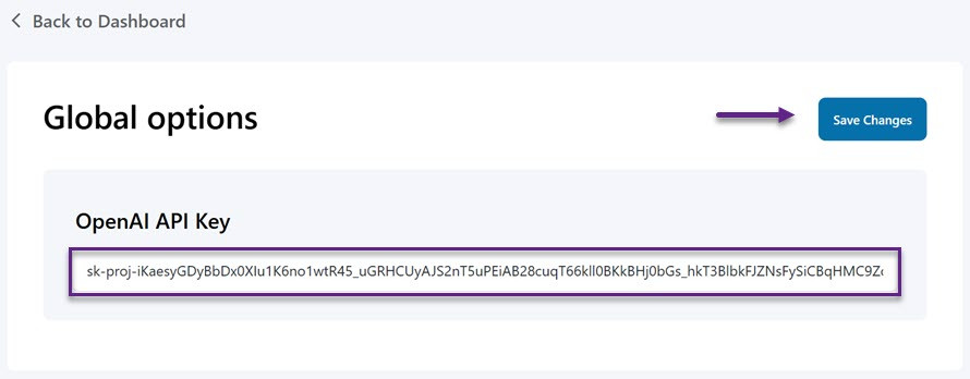 Paste API Key - How to Use ChatGPT for Knowledge Base in WordPress