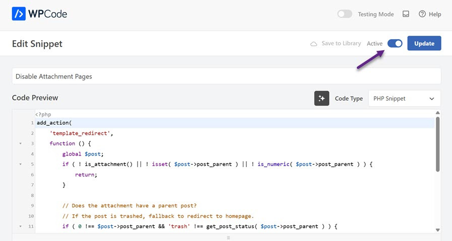 Activte Snippet - How to Disable Image Attachment Pages in WordPress (2 Methods)