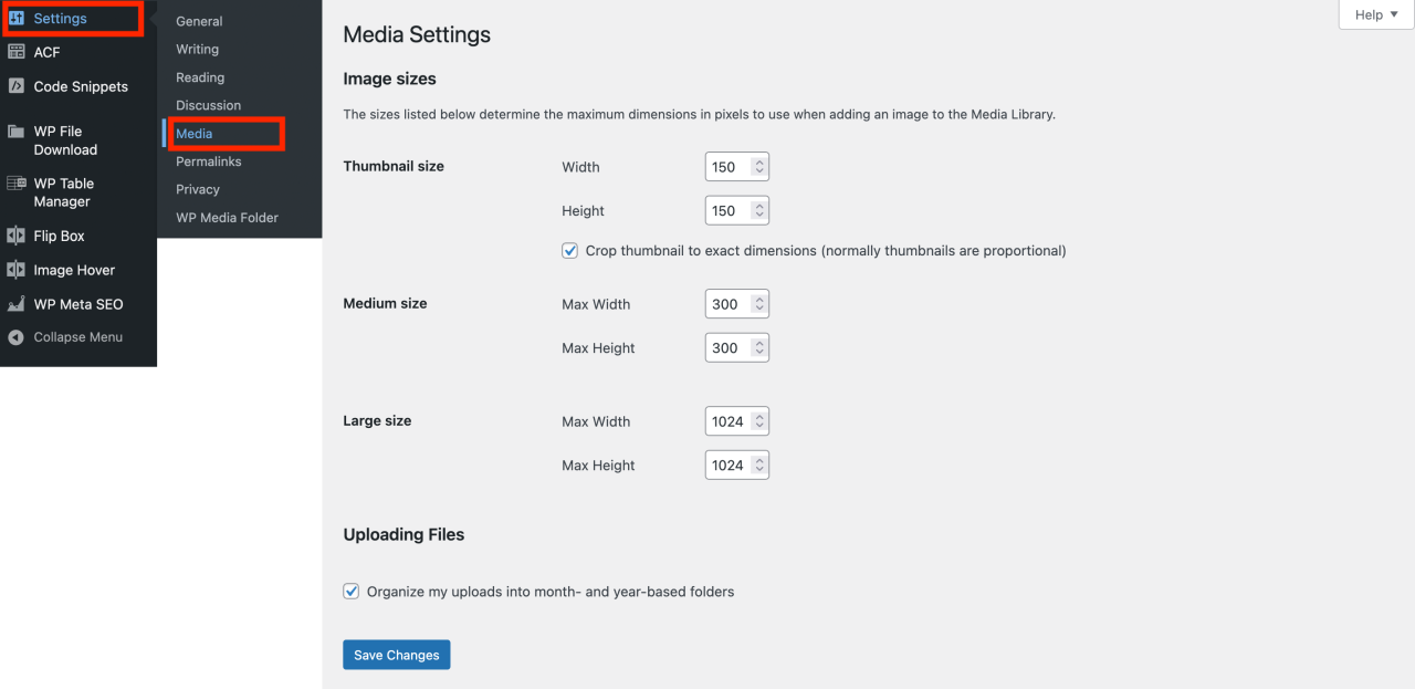 Media Page from the WordPress Dashboard