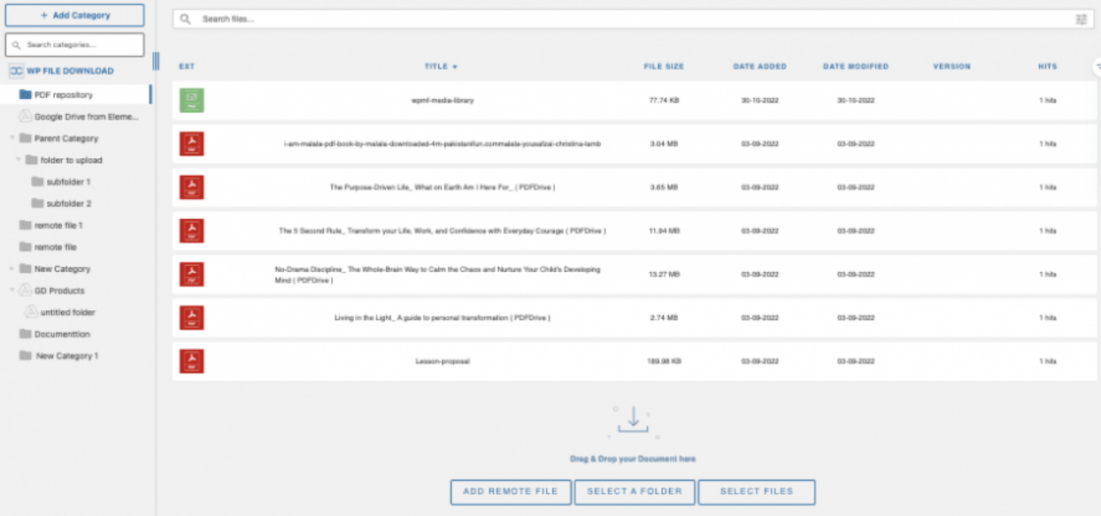 Collection of Files in WP File Download.