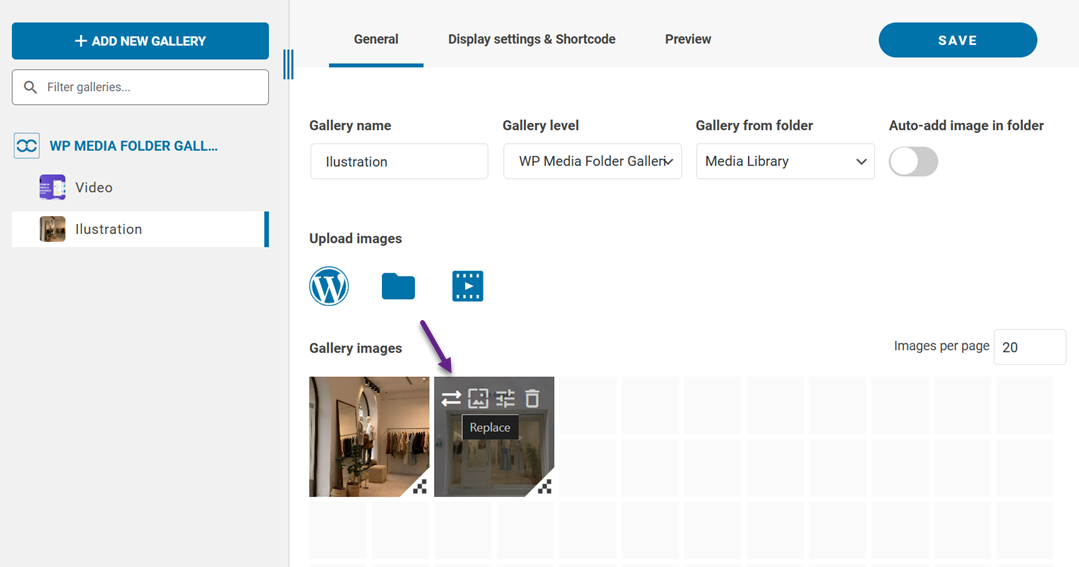 Click Replace - After that, we try to replace the second image. To do so, open the WordPress dashboard, then navigate to Media> Media Folder Galleries. Click on the image you want to replace and select the Replace icon.