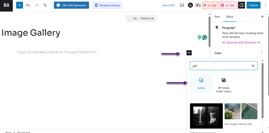 Choose Block Gallery - How to Create an Image Gallery in WordPress (Step by Step)