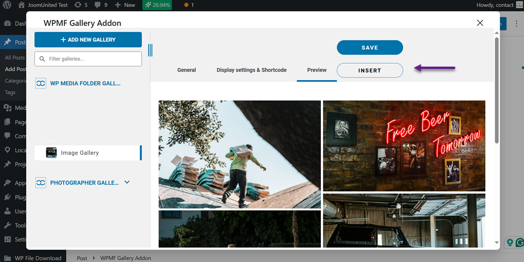 Click Insert - How to Create an Image Gallery in WordPress (Step by Step)