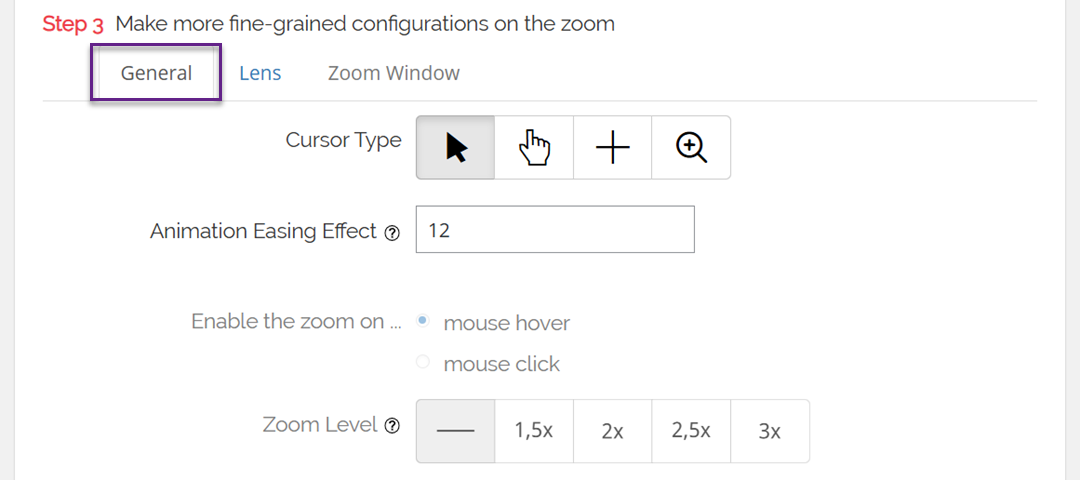 Step 3 General - How to Add Magnifying Zoom for Images in WordPress 