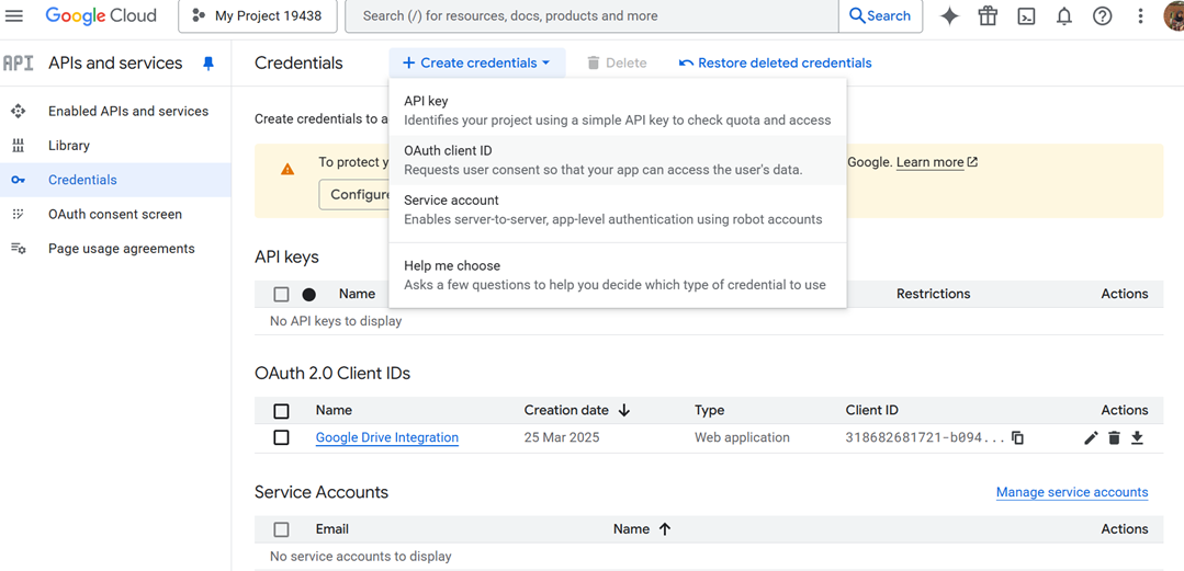 Create Credentials - WordPress Google Cloud Storage - How to Offload Your Media
