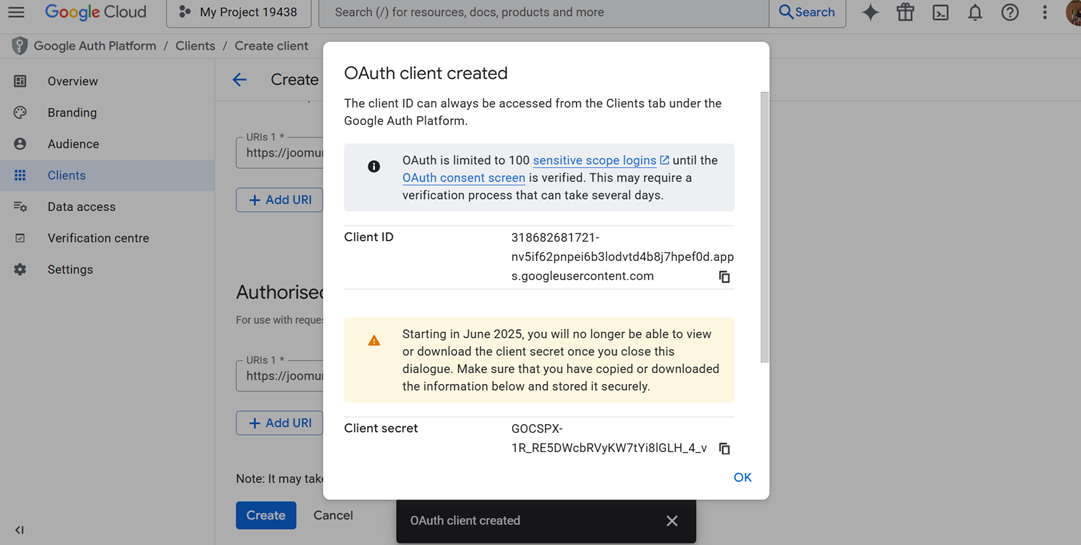 OAuth Created - WordPress Google Cloud Storage - How to Offload Your Media