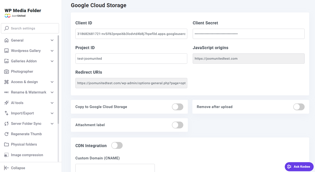 Save Changes Client ID - WordPress Google Cloud Storage - How to Offload Your Media
