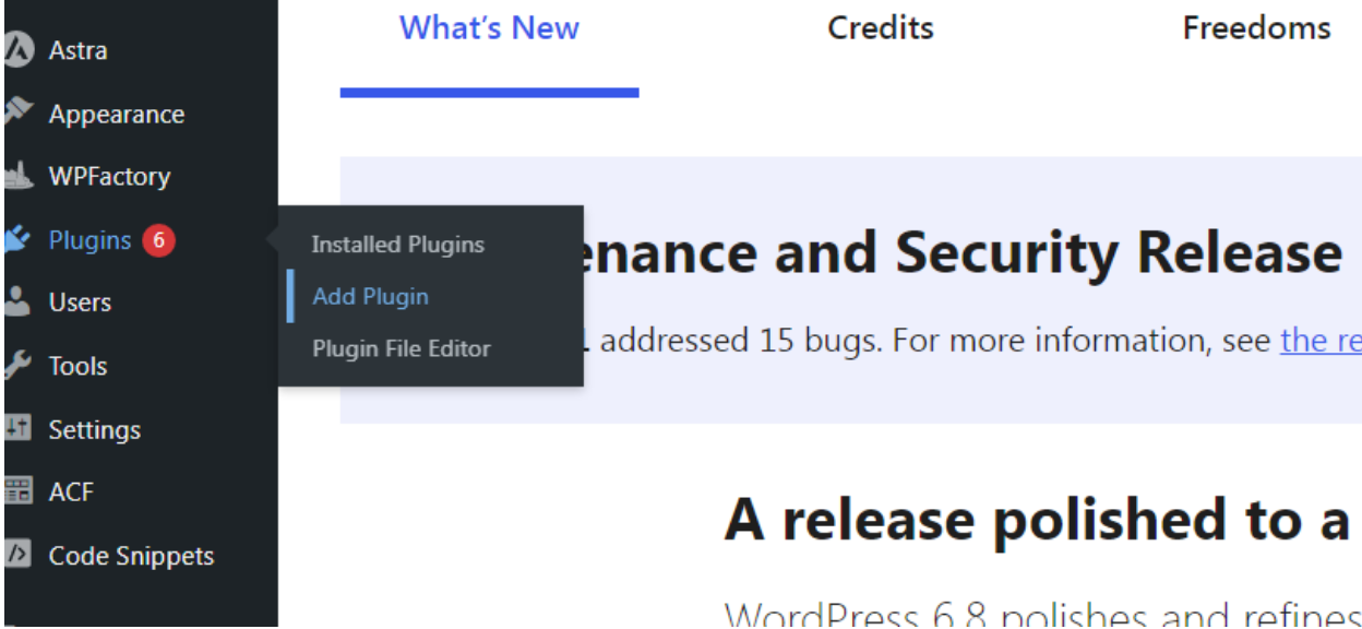 Add Plugin from the Plugins menu
