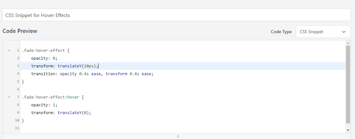 CSS Snippet Code for Hover Effects