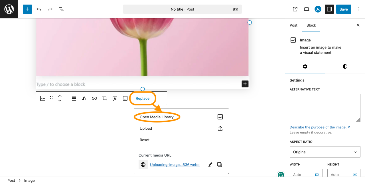 Resize images via WordPress media library