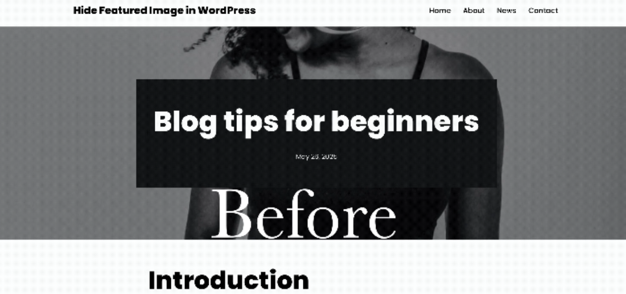 Hide Featured Image in WordPress (Before)