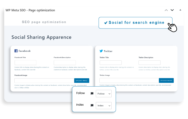 Additional Divi SEO setting: Follow, index and social networks