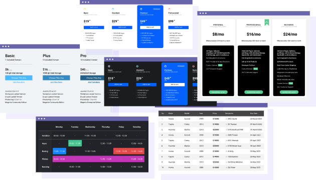 Themes and Colors for Tables