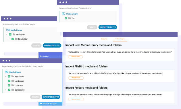Import media and folders from 3rd party plugins