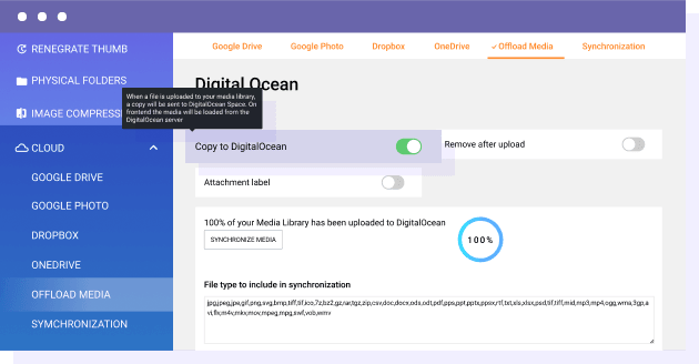 Automatically offload WordPress media to DigitalOcean