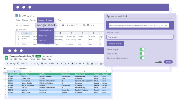 Load a Google Sheets based table in WPBakery