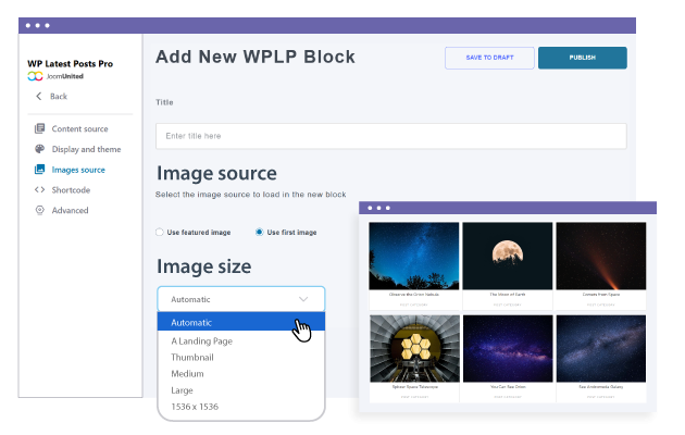 Image position in latest posts plugin