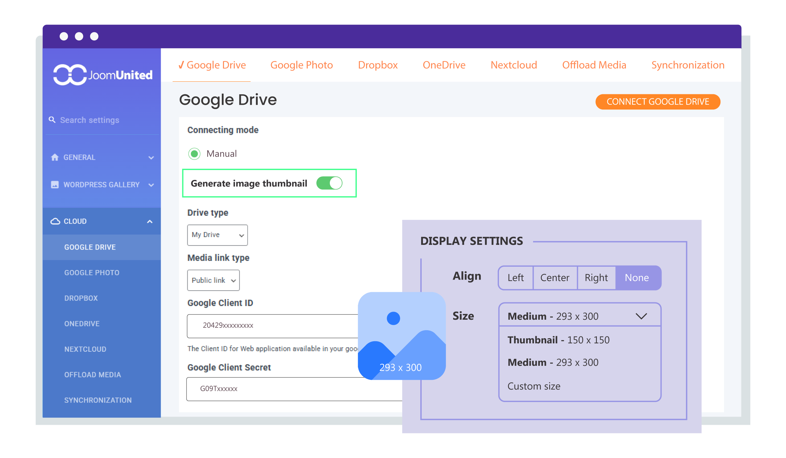 Generate and move media thumbnails to Google Drive