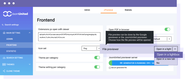 Preview files with JoomUnited dedicated file previewer