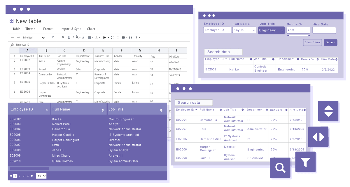 WordPress table data ordering and filtering