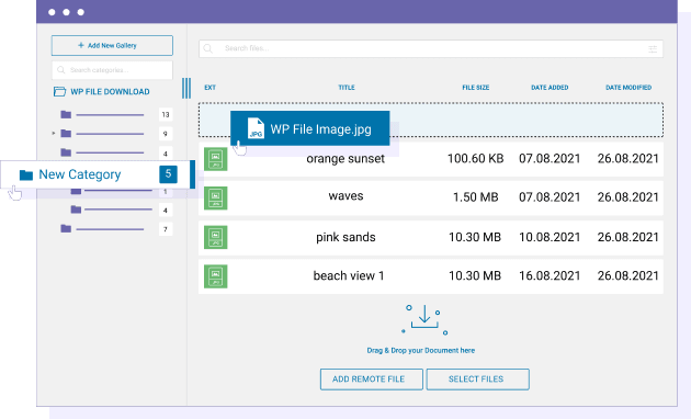 File ordering with drag'n drop