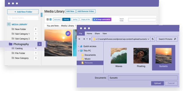 Move WordPress media into physical folders