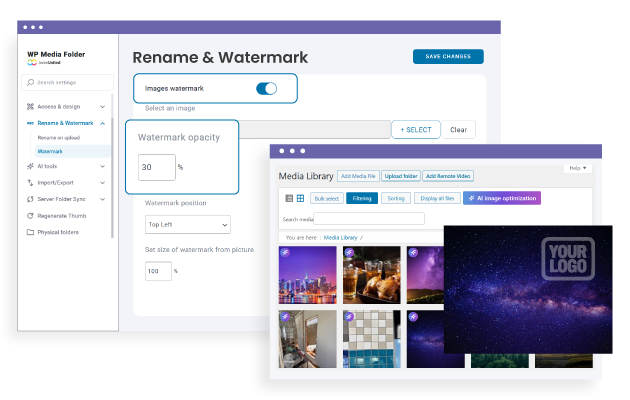 Watermark for your WordPress media library with transparency