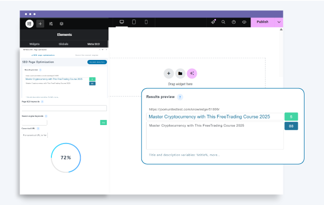 Edit Elementor page title and meta description
