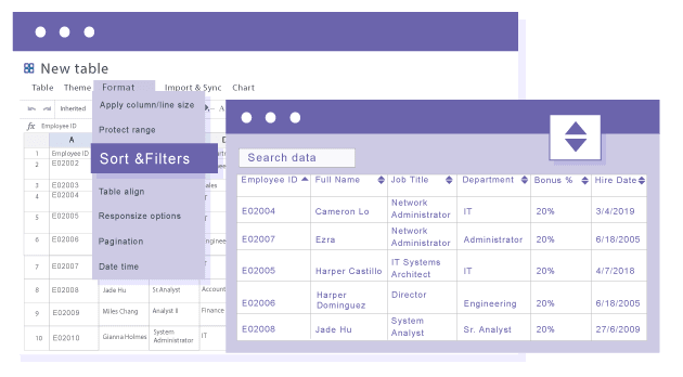 Order WordPress HTML table data