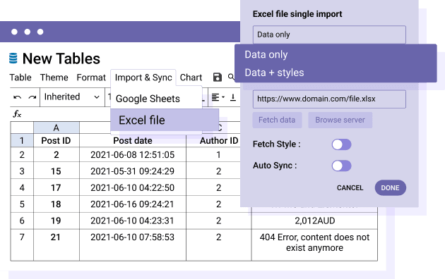 Import Excel content in WordPress as table