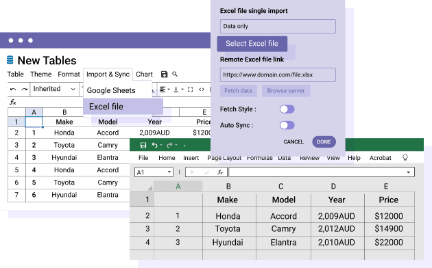 Import and edit the Excel table content from WordPress